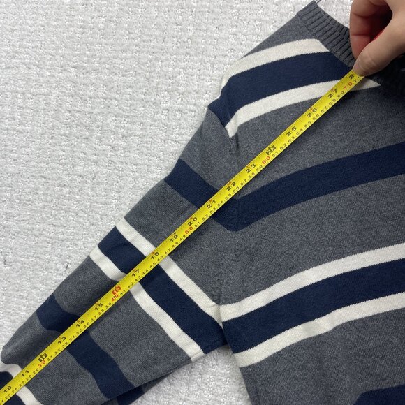 Tommy Hilfiger Blue / Grey Striped Pullover V-Neck Sweater Long Sleeve Mens S - Picture 9 of 13